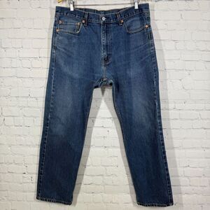 Levis 505 Jeans Mens 38x30 Blue Loose Straight Faded Whisker Zip Fly Denim Pants